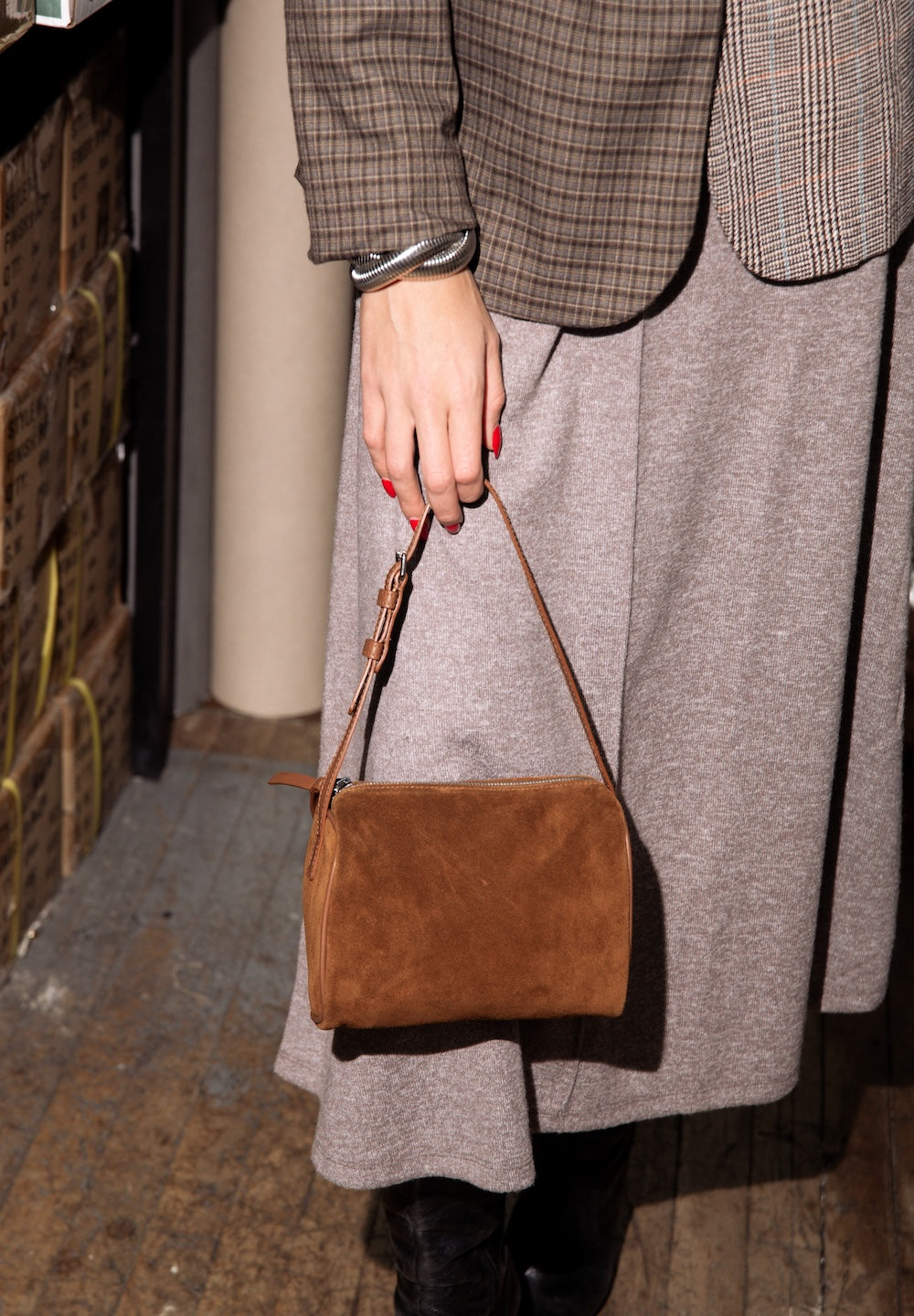 pietro-us.pro The Lafayette Cognac Suede Mini Barrel Bag