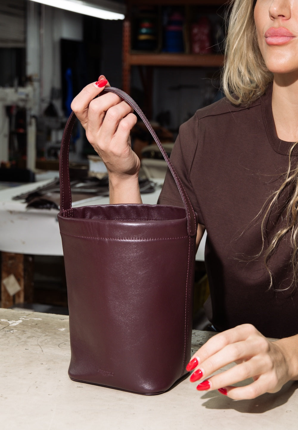 pietro-us.pro The Chelsea Mini Wine Leather Bucket Bag