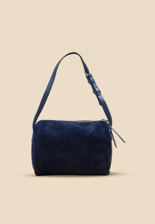 pietro-us.pro The Lafayette Navy Suede Mini Barrel Bag