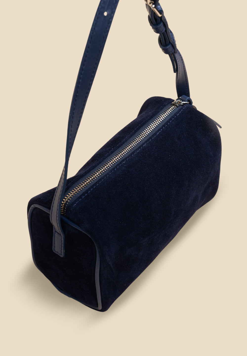 pietro-us.pro The Lafayette Navy Suede Mini Barrel Bag